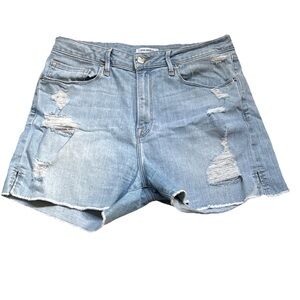 Good American Women’s Denim Shorts 12 Distressed Frayed Hem High Waist Gash148